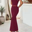 PRETTYGARDEN Skirt Sets Women 2 Piece Outfits Summer Outfits 2026 Going Out Crop Tops Long Maxi Skirts Beach Vacation Clothes (Red, M)