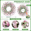 Wreaths for Front Door, 24 Inch Spring/Summer Front Door Wreath, Pink Paper Flower Wreath for All Seasons for Indoor Home Wall Window Office Wedding Farmhouse Decor (Pink)