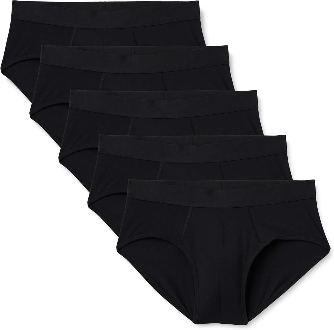 Amazon Essentials Men's Super Soft Modal Brief, Pack of 5 (X-Large, Black)