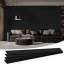 4 Pack Wood Salt Acoustic Wall Panels 94" x 12.6" x 0.8", Matte Black, 4pcs - 94" x 12.6"