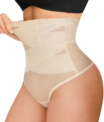 JOSERGO Thong Shapewear For Women Tummy Control Butt Lifting Shapewear High Waisted Body Shaper Womens Thong Underwear, M
