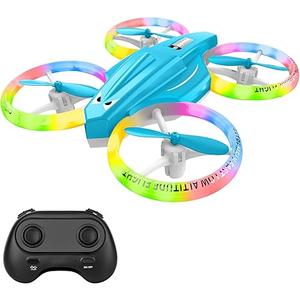 Drone for Kids and Beginner with Led Light, Small Indoor Home Rc Light Up Drone with 360 Flip, 2 Batteries, Kids Flying Toy Gift for Boy and Girl（Light Blue)