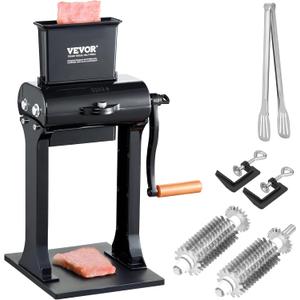 VEVOR Commercial Heavy Duty Stainless Steel Meat Tenderizer Machine, Quick and Easy Manual Operation Kitchen Tool, 5.8" Feed Port for Beef, Turkey, Chicken, Pork, Steak, and Fish, 5 inch, Black