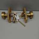 Satin Brass Door Knobs Interior with Lock, Modern Privacy Brushed Gold Brass Door Knob Door Handles Contemporary for Bathroom Bedroom Rectangle