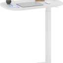 FLEXISPOT Adjustable C Table with Wheels, Mobile Snack Side End Table Sofa Couch Bedside Table Laptop Cart TV Tray Night Stand Small Space Side Table(23.6" W x 13.8" D,White)