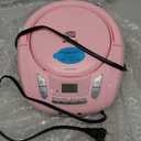 Portable CD Player Boombox with Bluetooth,FM Radio,USB MP3 Playback,AUX-in,Headphone Jack,CD-R/RW and MP3 CDs Compatible,Small CD Player for Home or Outdoor (Pink)