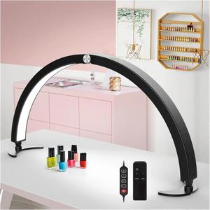 Desk Nail Lamp with Half Moon Light and Touch Control - Portable (Black)