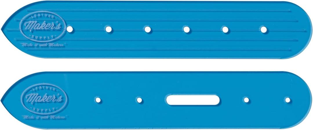Weaver Leather Supply Belt End Acrylic Leather Templates Set of 2, Blue, Strap Layout Tool with Precise Punched Holes for Belts, Bags, and More, Blue