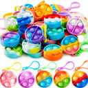 JOYIN Round Pop Fidget Keychain 30 Pack Pop Fidget Toys Bulk Party Favors for Kids 4-8,8-12 Years, Birthday Goodie Bags Stuffers Back to School Gifts for Students Classroom Prizes Sensory Toys