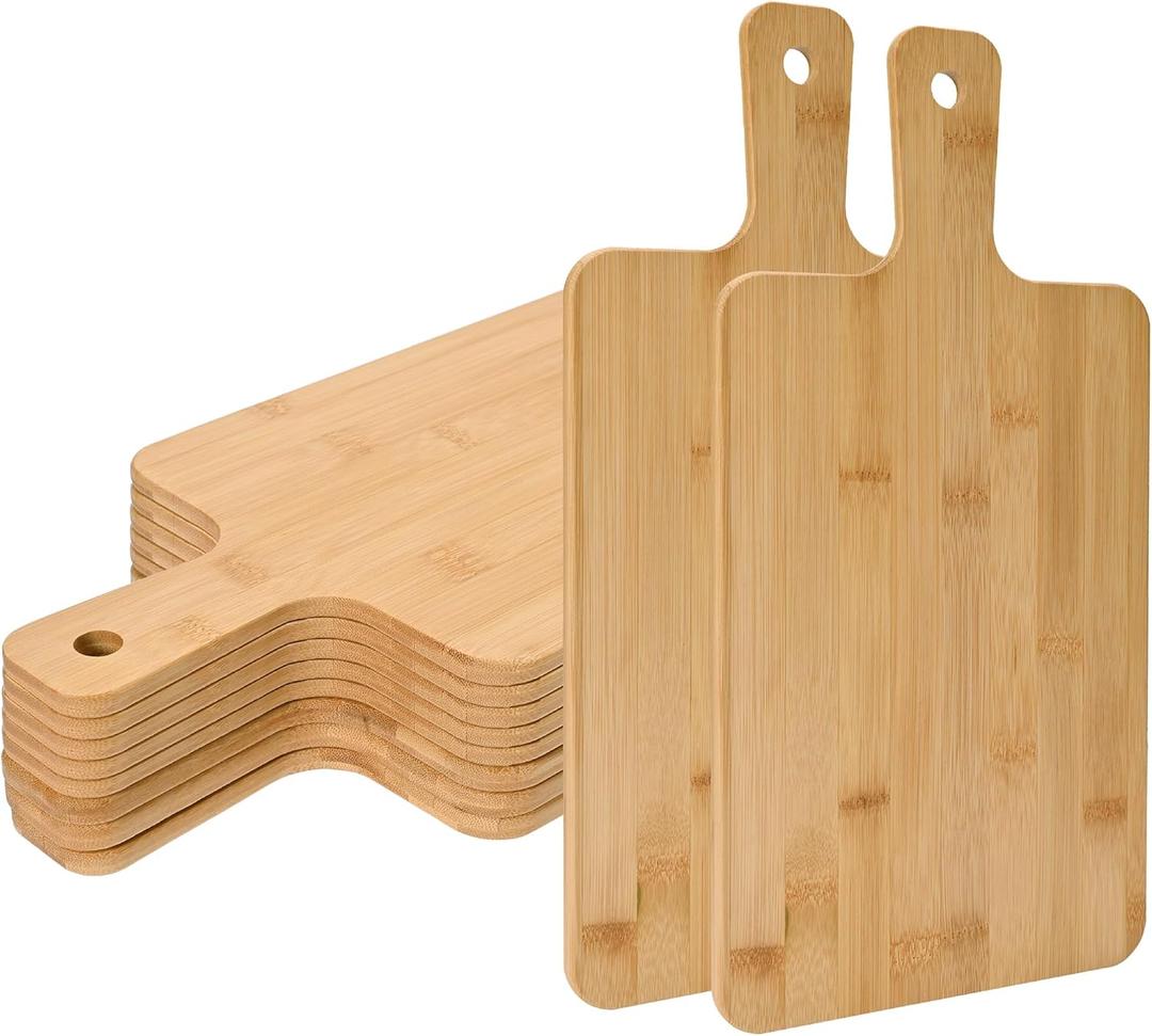 WILLOWDALE 10pcs Wood Cutting Boards for Kitchen, 15.5" Charcuterie Boards Wood Serving Board for Pizza, Cheese, Dessert, Wooden Cutting Board with Handle Bamboo Cutting Board Set for Fruit Vegetable