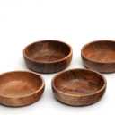 Acacia Wood Bowls - 4.75-inch Brown Wooden Bowls, 400 cubic cm (0.40 liters) Each, Set of 4