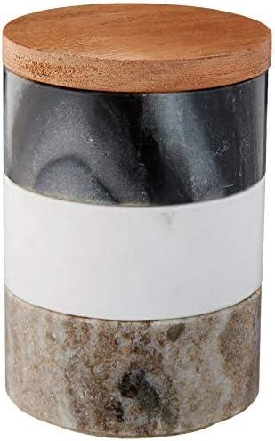 Creative Co-Op Marble Stacking Pinch Pots with Acacia Wood Lid
