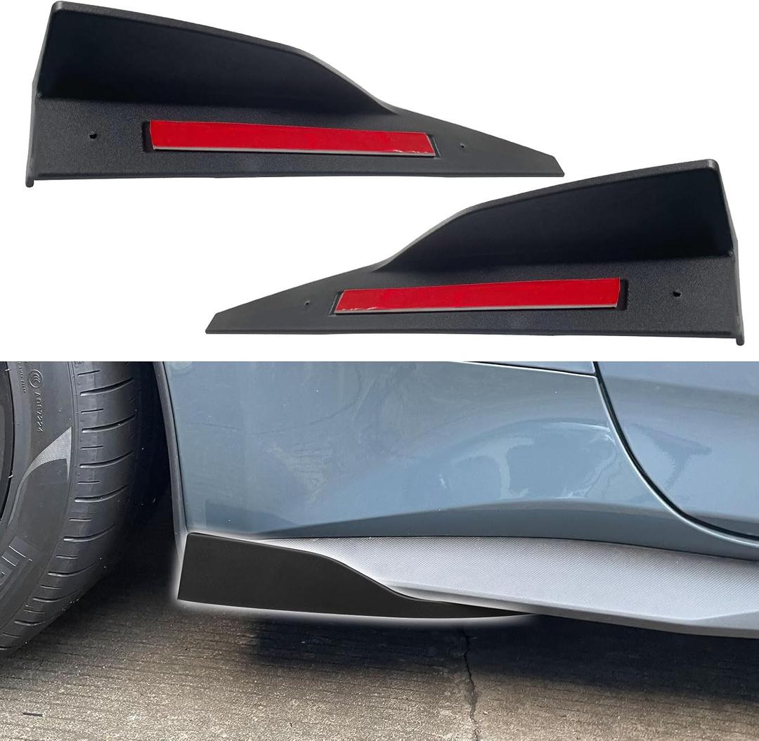 Side Skirt Rocker Panel Spoilers for Mustang Roush 2024+, Side Splitters Diffuser Winglet Rear Small Flying Wing Accessories, Matte Black 2PCS