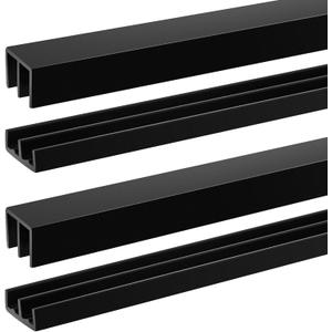 2 Sets Plastic Sliding Door Track Set for 1/4" Thick Panels Glass Cabinet Door Hardware System Window Sliding Track Easy Quick Installation(3ft,Black)
