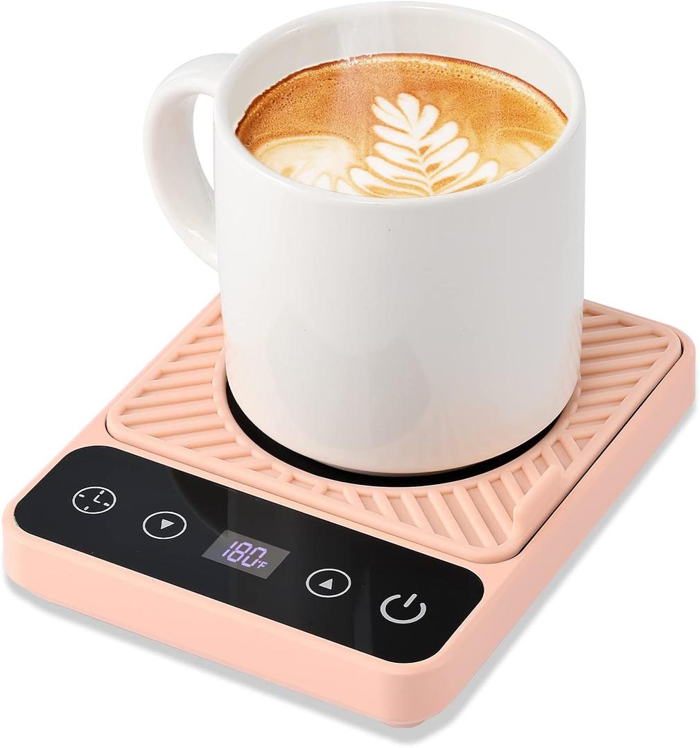 Mug Warmer - Electric Coffee Mug Warmer with Timer,Coffee Cup Warmer for Desk Auto Shut Off, Smart 6-Temperature Control, Coffee Accessories for Coffee Lovers, Pink