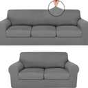 HunnmingRe Sofa Covers for 3 Cushion Couch Stretch Sofa and Loveseat Covers Set 2 Cushion Couch Cover Set Seat Slipcovers Furniture Protector for Living Room(5 Seats,Light Grey)