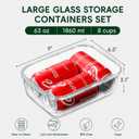 2 Pack 63oz Large Glass Storage Containers with Lids Big Meal Prep Food Container Set for Storing food, vegetables or fruits, BPA Free, Freezer Dishwasher Oven Safe (gray)