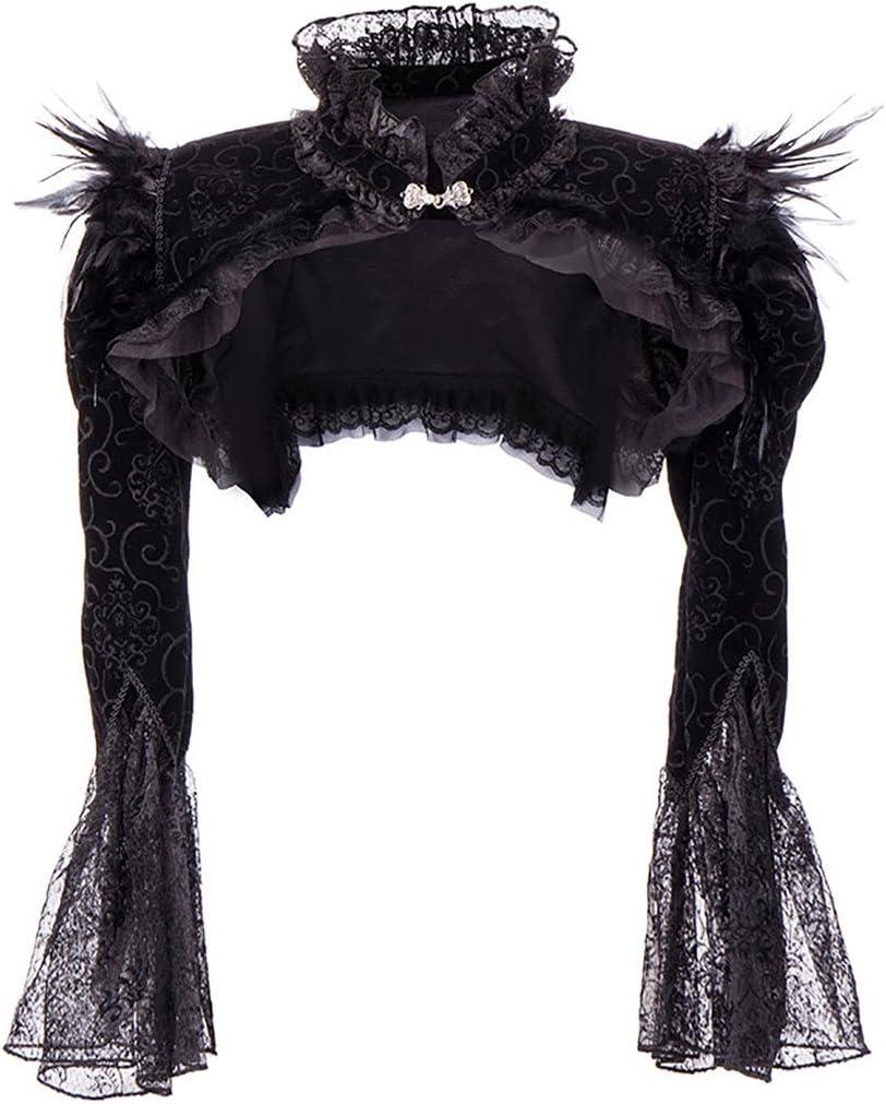 Alivila.Y Fashion Corset Womens Feather Steampunk Jacket Retro Bolero Vintage Shrug (Medium, Black)