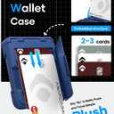 ASAFCASE for Samsung Galaxy Z Flip 7 Wallet Case with Card Holder (3 Cards) & Hinge Protection & Outer Screen Protector, Shockproof Rugged Cover Phone Case for Samsung Galaxy Z Flip 7 5G 2025, Blue