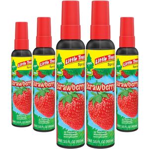LITTLE TREES Car Air Freshener | Spray Provides a Long-Lasting Scent for Auto or Home | On-the-go Freshness | Strawberry, 5 Air Fresheners