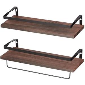 Coral Flower Floating Wall Mounted Shelves for Kitchen, Bathroom, Set of 2, 16.1inch, Carbonized Black