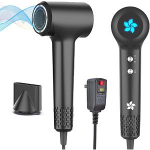 ZPP Hair Dryer, Professional High-Speed Ionic Blow Dryer, 110000 RPM Brushless Motor High Speed Motor for Fast Drying Low Noise Thermo-Control Hairdryer for Travel Women Men (Dark Gray)