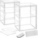 Clear Acrylic Display Case for Figures 4 Layer Adjustable Acrylic Boxes for Display Stackable Display Cabinets for Collectibles Action Figure Display Case for Shoe, Bread, Cosmetic, Handbag,2 Pack