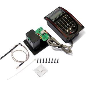 Acoustic Guitar Pickup,5 Band EQ Equalizer Guitar Preamp Piezo Pickup Tuner Amplifier with LCD for Acoustic Guitar (Black,Red Strip)