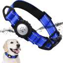 TagME Airtag Dog Collar,Waterproof Reflective Pet Collar with Airtag Holder,Soft Padded and Double D-Rings for Extra Large Dogs,Navy Blue, Large 