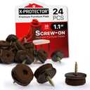 Screw-On Felt Furniture Pads X-Protector 24 PCS - 1.1 Chair Leg Floor Protectors for Hardwood Floors - Premium Chair Glides - Brown Floor Protectors for Chairs - The Best Furniture Sliders!