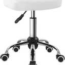 White Minimalist Square Swivel Stool with Wheel for Work SPA Shop Massage Height-Adjustable and Cost-Effective Rolling Stool Chair