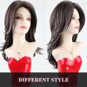 XIUFAXIRUSI XIUFAXIRUSI Long Layered Wavy Wigs for Women Synthetic Natural Hair Wig Dark Brown Mix Grey Highlights Wavy Hair Wigs Heat Resistant Synthetic Halloween Costume Wig,Dark Brown Mix Grey