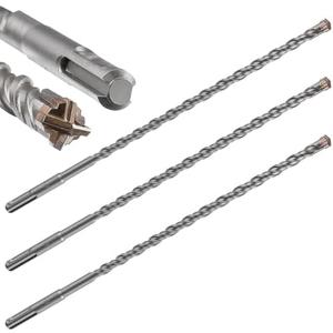 Wensilon Concrete Drill Bit Lengthening 3Pack 3/8" X 12"-10" Cross-Type Double Thread Carbide Material Suitable for Brick, Cement Walls, Stone, Extra Long Hammer Drill Bits