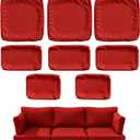 8 Pcs Outdoor Patio Cushion Covers, Replaceable Waterproof Furniture Covers, Outdoor Non-Slip Covers with Zippers, Covers Only, Red