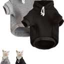 QWINEE 2Pcs Dog & Cat Apparel: Warm Jacket & Shirt - Small to Medium Dogs & Cats, Black & Grey (Black and Grey)