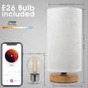 Table Lamps for Bedrooms Set of 2, Minimalist Bedside Lamps Set with Round Fabric Linen Shade,Reading Small Desk Lamp Set of 2 for Kids Room, Night Nightstand Lamp Set for Living Room, Office