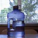 New Wave Enviro Iconic 1 Gallon Round BPA Free Water Bottle with Stainless Steel Cap and Integrated Handle, Ideal for Gym and Outdoor Life, Blue