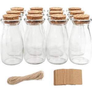 Magic Season Decorative Glass Bottles with Cork Stoppers (3.3 fl oz. Pudding Bottles / 50 Pcs)