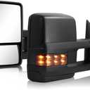 HF autoparts Towing Mirrors Compatible with 2003-2007 Chevy Silverado, GMC Sierra Tow Mirrors, Pair Power Heated with Turn Signal Light Backup Lamp Extendable Pair Set (Unpainted)