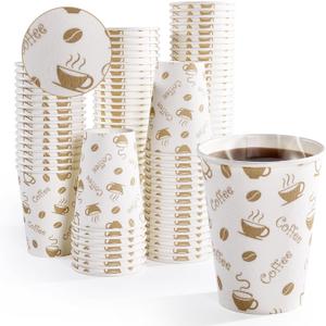 LITOPAK 100 Count 12 oz Coffee Cups, Insulated Paper Coffee Cups for Cafes, Families and Parties
