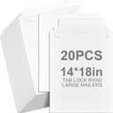 20 Pack 14x18 in Tab Lock Rigid Mailers Extra Large,White