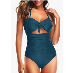Tempt Me Women Sexy Cutout One Piece Swimsuits Tummy Control High Waisted Halter Front Tie Knot Bathing Suit