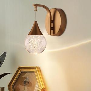 WillWant Modern Waterdrop Wall Light, 5W Led Wall Sconce Bubble Glass Wall Lamp for Bedroom, Living Room, Hallway, 3300k Warm White | Dimmable | Matte Brass