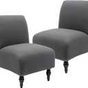 Iauddy Armless Accent Slipper Chair Cover Slipcover,Stretch Spandex Removable Non-Slip Silp Cover for Accent Chair Without arms Furniture Protector for Living Dining Room(Dark Gray, 2)
