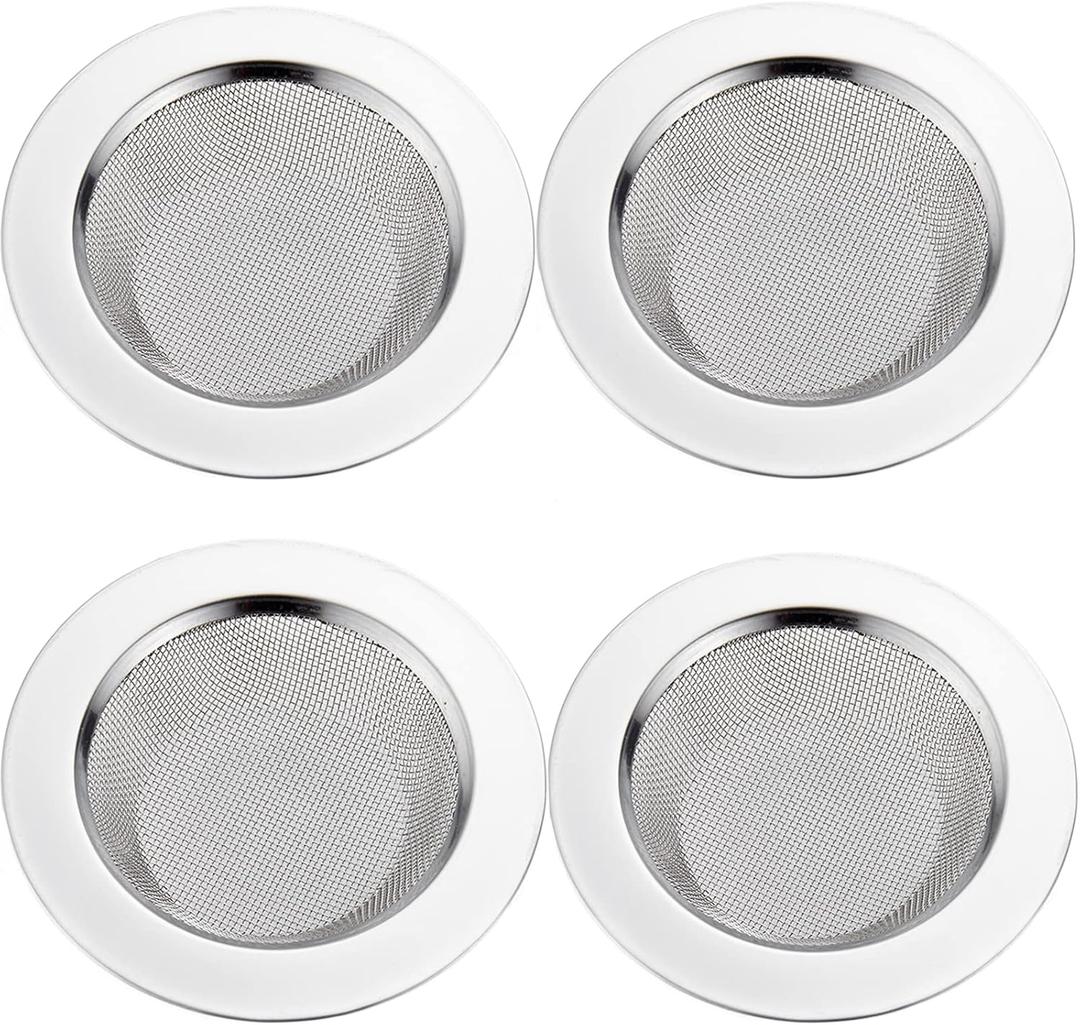 LASSHSWA 4 PCS Kitchen Sink Strainer Stainless Steel, Kitchen Sink Drain StrainerSink Strainers with Large Wide Rim 4.5" Diameter for Kitchen Sinks