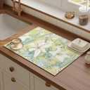 ARTABLE Dish Drying Mat Lily Floral Absorbent Rubber Backed 16 x 24 Inch | Absorbent floral dish drying mat with rubber backing protects kitchen counters and coffee bars while drying dishes fast