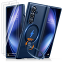 TORRAS 360 Spin Magnetic Stand for Galaxy Z Fold 7 Case, MILGrade Hinge Protection, Fit for Magsafe, 360 Kickstand & Ring Holder, Armor Hard Slim Case for Samsung Galaxy Z Fold 7, Blue