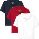 The Children's Place Baby Boys and Toddler Boys Short Sleeve Pique Polo, Classic Red/ Nautico/ White, 4T