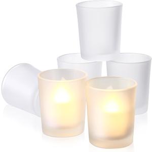 SiliFine Set of 24 Frosted Votive Candle Holders Bulk Tealight Candle Holder Wedding Party Birthday Centerpieces Spa Supplies Home Decorations