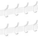 White Wall Mounted Coat Rack - 15 Inch Arc Shaped Design with 6 Hooks for Hanging Coats, Bags, and Towels in Entryway, Livingroom, Bedroom, Bathroom, and Kitchen, 2 Pack